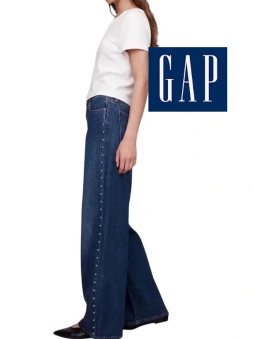 New GAP High rise, wide leg studded jeans, 12/31, GP1610